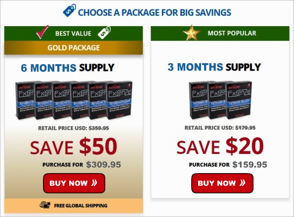 Extenze Prices for 6 months and 3 Months Packages