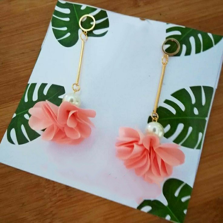 Fabric rose earrings