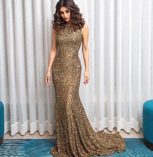 Actress Mouni Roy Latest Hot Photoshoot in Golden Dress