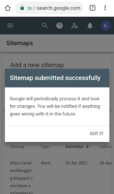 Adding blogger sitemap to google search console