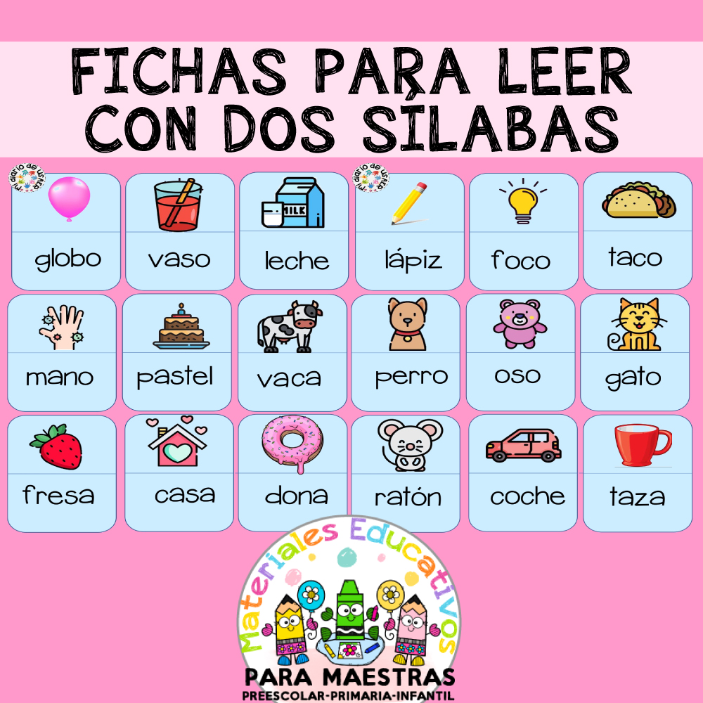 Jugar con Compadecerse doloroso Leer con Dos Sílabas | Materiales Educativos para Maestras