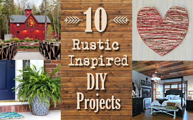 10 of the best Rustic Inspired DIY projects from 10 bloggers.  Such a great variety of rustic decor and building ideas for the home