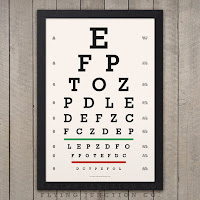 Snellen chart A Snellen eye chart against a grey paneled wall