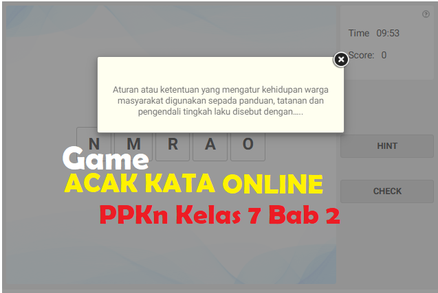 Lembar Kerja Acak Kata Online PPKn Kelas 7 Bab 2 &quot;Norma