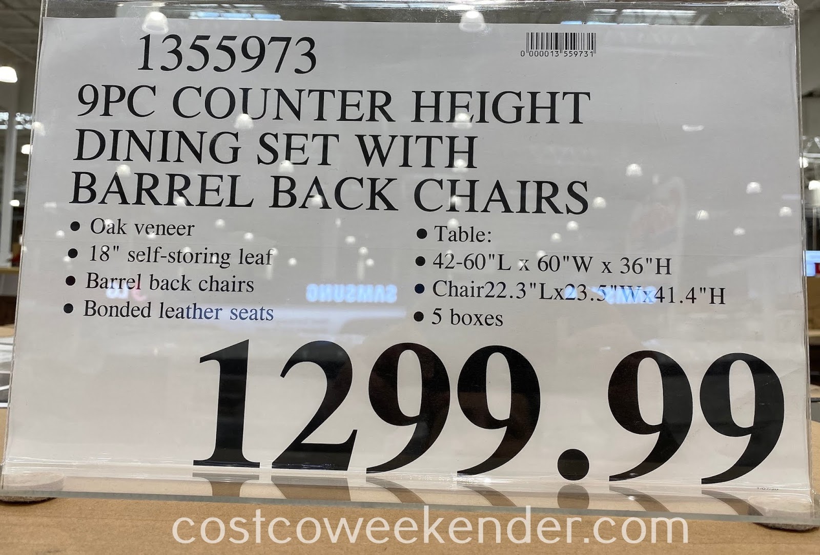 Craft + Main Counter Height Dining Set with Barrel Back Chairs Costco