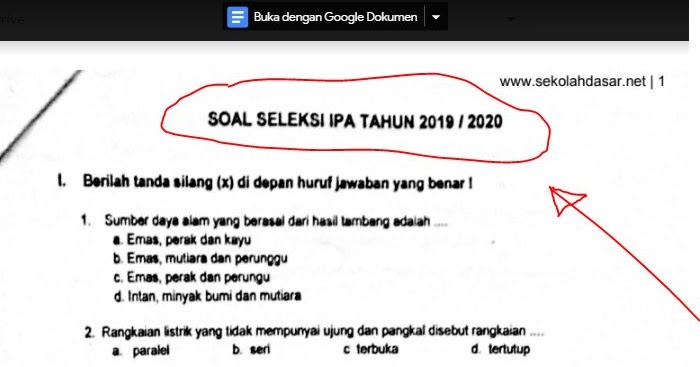 Soal Seleksi Osn Ipa Sd Tingkat Kecamatan Sekolahdasar Net