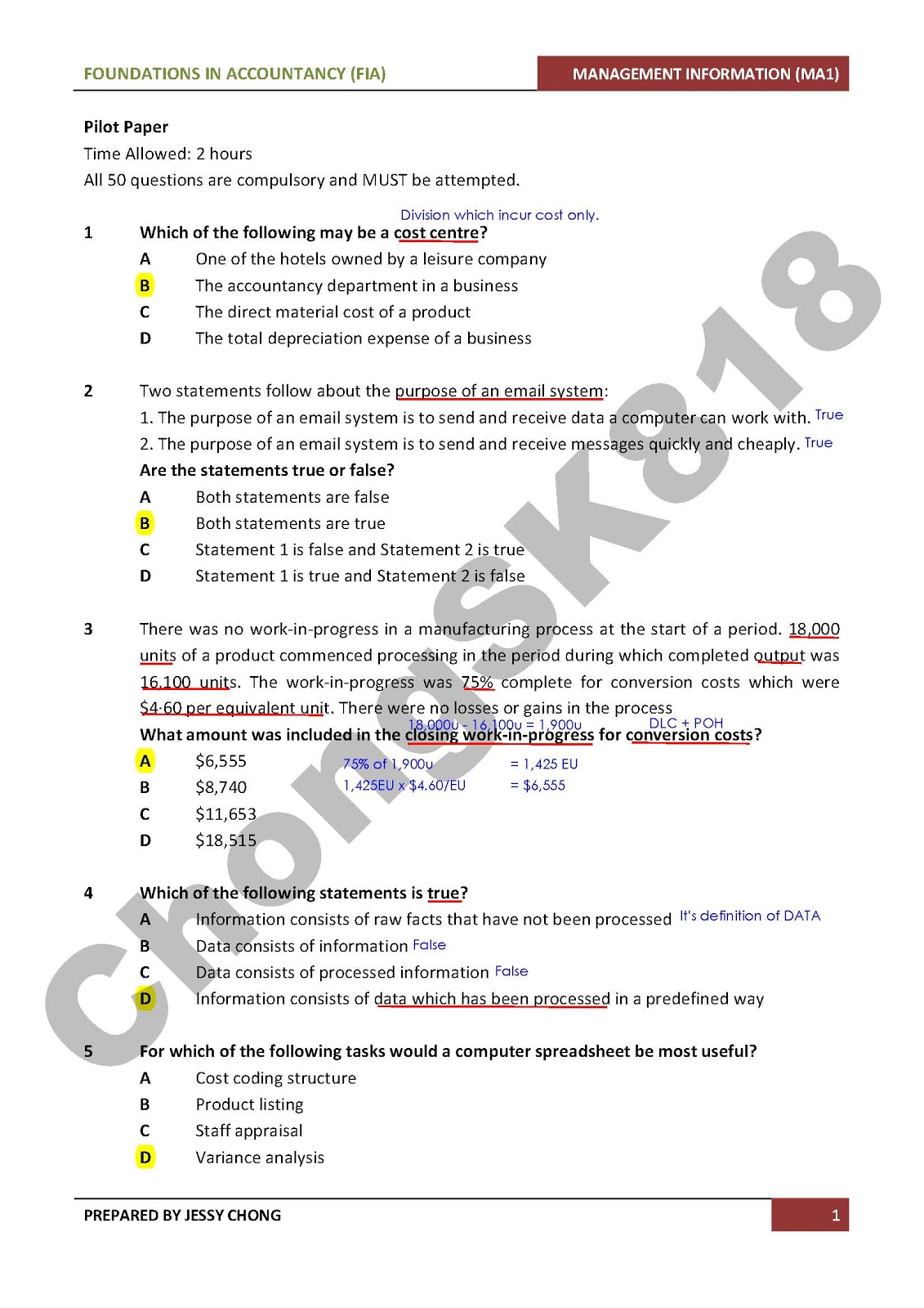 Jessy Chong (JC) Pilot Paper Answer