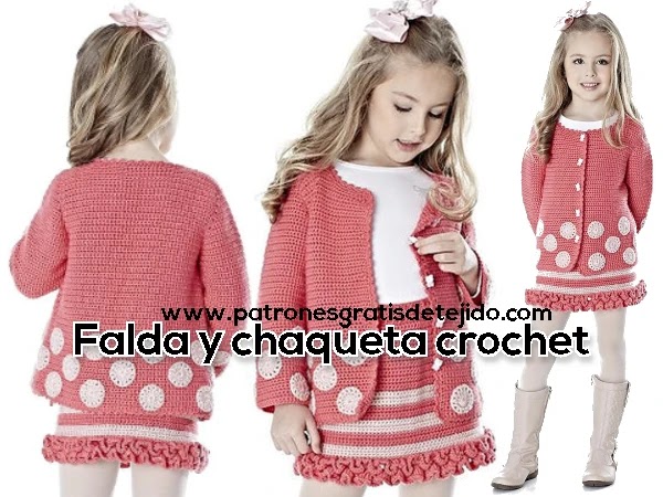 Falda y chaqueta para nenas a crochet | e