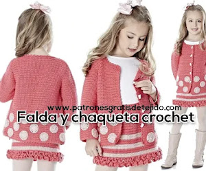 Falda y chaqueta para nenas a crochet | Patrones e instrucciones