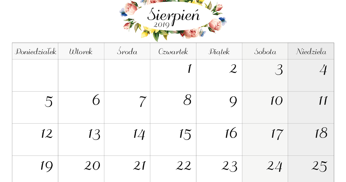 Uzupełnij Sierpniową Kartkę Z Kalendarza Kartka z kalendarza: sierpień 2019