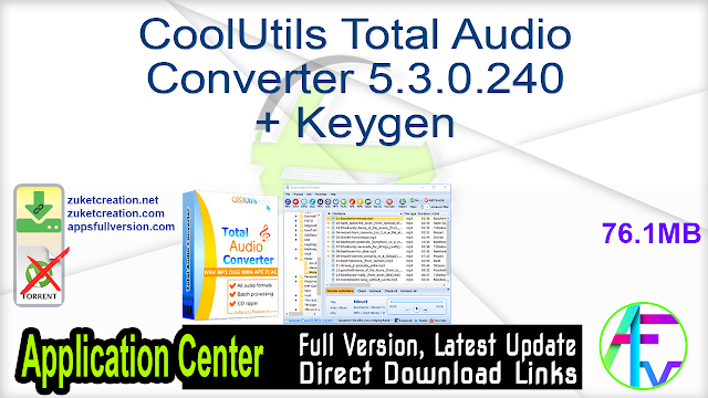 CoolUtils Total Audio Converter 5.3.0.240 + Keygen