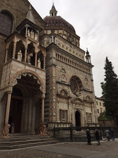 The north portal of the Basilica of Santa Maria Maggiore, next to the Colleoni Chapel