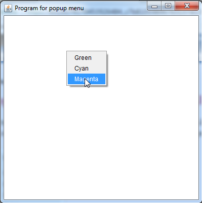 Java Swing Right Click Popup Menu | Decoration Examples