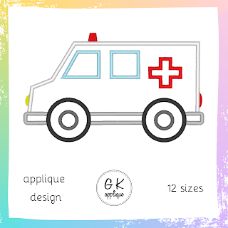 Ambulance applique design - 12 sizes