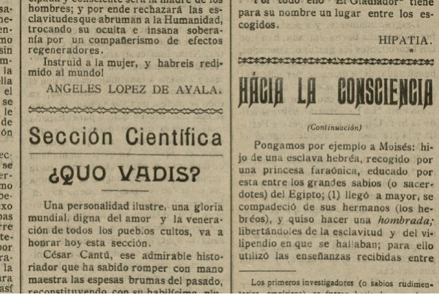 Fragmento del texto publicado en El Gladiador del Librepensamiento