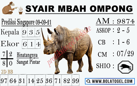 Syair Mbah Ompong SGP Kamis 09-Sep-2021