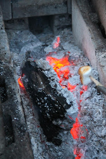 Roasting marshmallow close up Roasting marshmallow close up