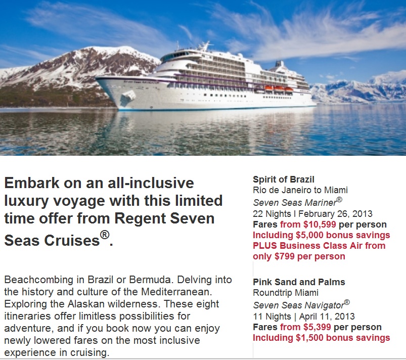 Regent Seven Seas Cruise Sale | Luxurious Cruises