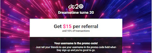 It is Dreamstime's 20th anniversary and a promotion is on. Sign up now and participate in Dreamstime referral program to earn $15.00 per referral and 10% of transactions." The anniversary bonus is awarded on all first transactions exceeding $10 made by new referral members who use your promo code at signup.