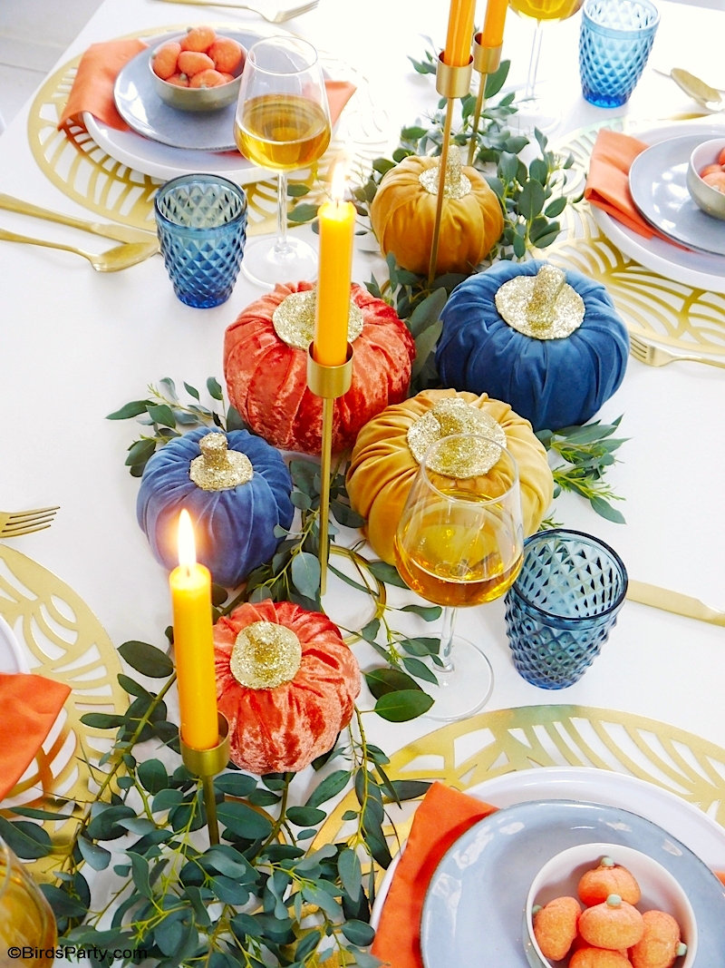 Jewel Toned Modern Thanksgiving Tablescape - Party Ideas | Party ...