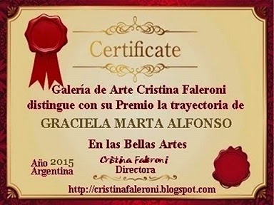 ¡¡Muchas gracias Cristina Faleroni por la distinción otorgada!!