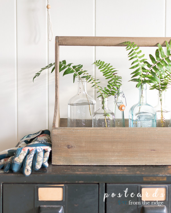 Thrifted Wooden Toolbox Centerpiece