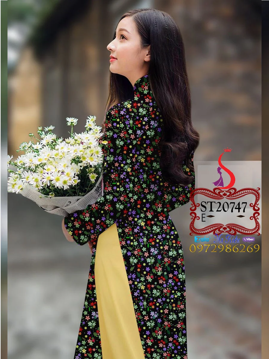 Xinh đẹp trẻ trung cùng chiếc áo dài hoa nhí đẹp ST739747