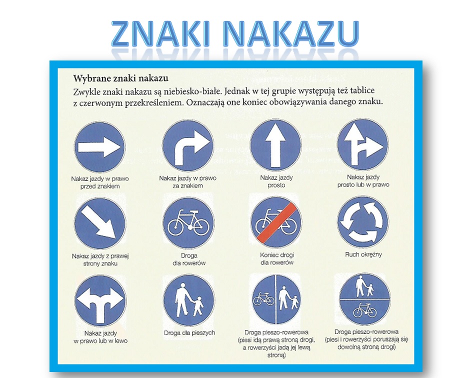 Znaki Nakazu Z Opisem Do Druku ZNAKI DROGOWE DOTYCZĄCE ROWERZYSTÓW