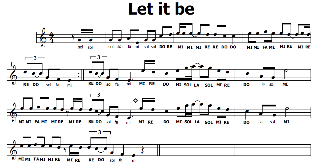 Musica e spartiti gratis per flauto dolce Let it be