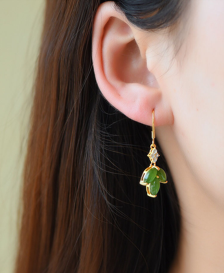 馬眼碧玉 925純銀耳環