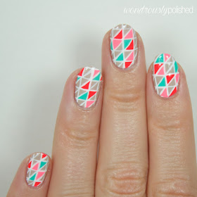 neon geometric nail art