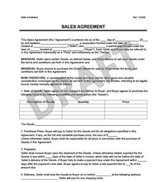 Sales Agreement Example 