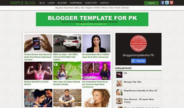 Simple Wallpaper Blog Blogger Templates