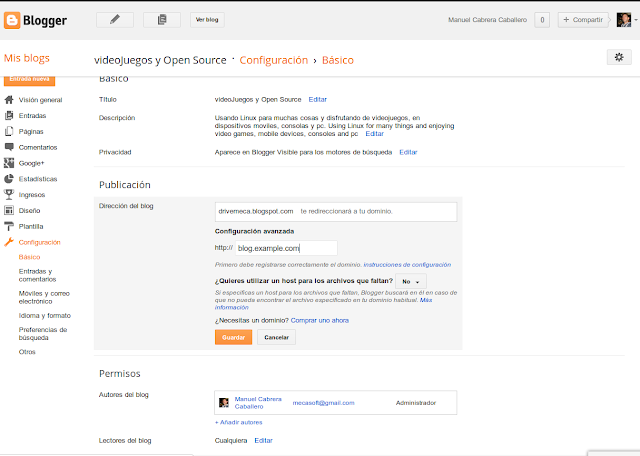 DriveMeca instalando dominio propio en Blogger paso a paso