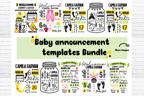 Download Free Baby Announcement Chart Bundle PSD Mockup Template