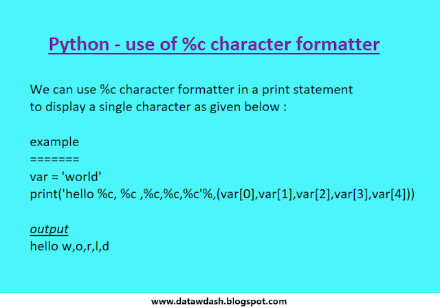 data-w-dash: Python - use of %c character formatter