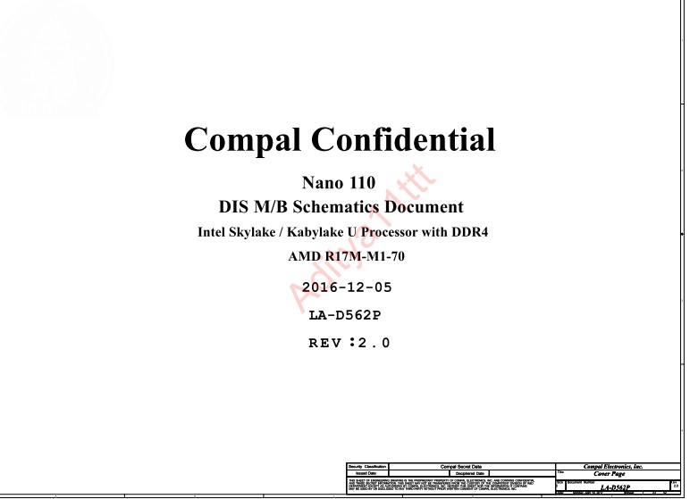 LA-D562P Rev 2.0 Schematic Lenovo IdeaPad 110-15ISK Compal