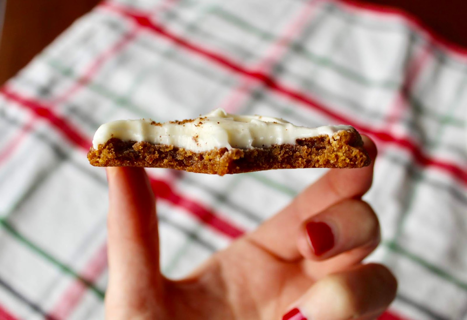 Chewy Gingersnap Cookies with Eggnog Frosting