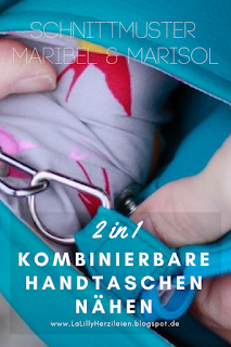 Maribel und Marisol, die ineinander knöpfbaren Handtaschen zum selber nähen, kann man auch als Laptoptasche nähen und verwenden. Die Taschen werden mit Druckknöpfen ineinander verbunden sodass Marisol, die schlichte Crossbodybag, ein zusätzliches Fach in Marisol, der klassischen Totebag bildet, in dem der Laptop gut geschützt ist. Die Taschen passen für ein 13-Zoll-Macbook und ähnlich große Laptops ohne Anpassungen.