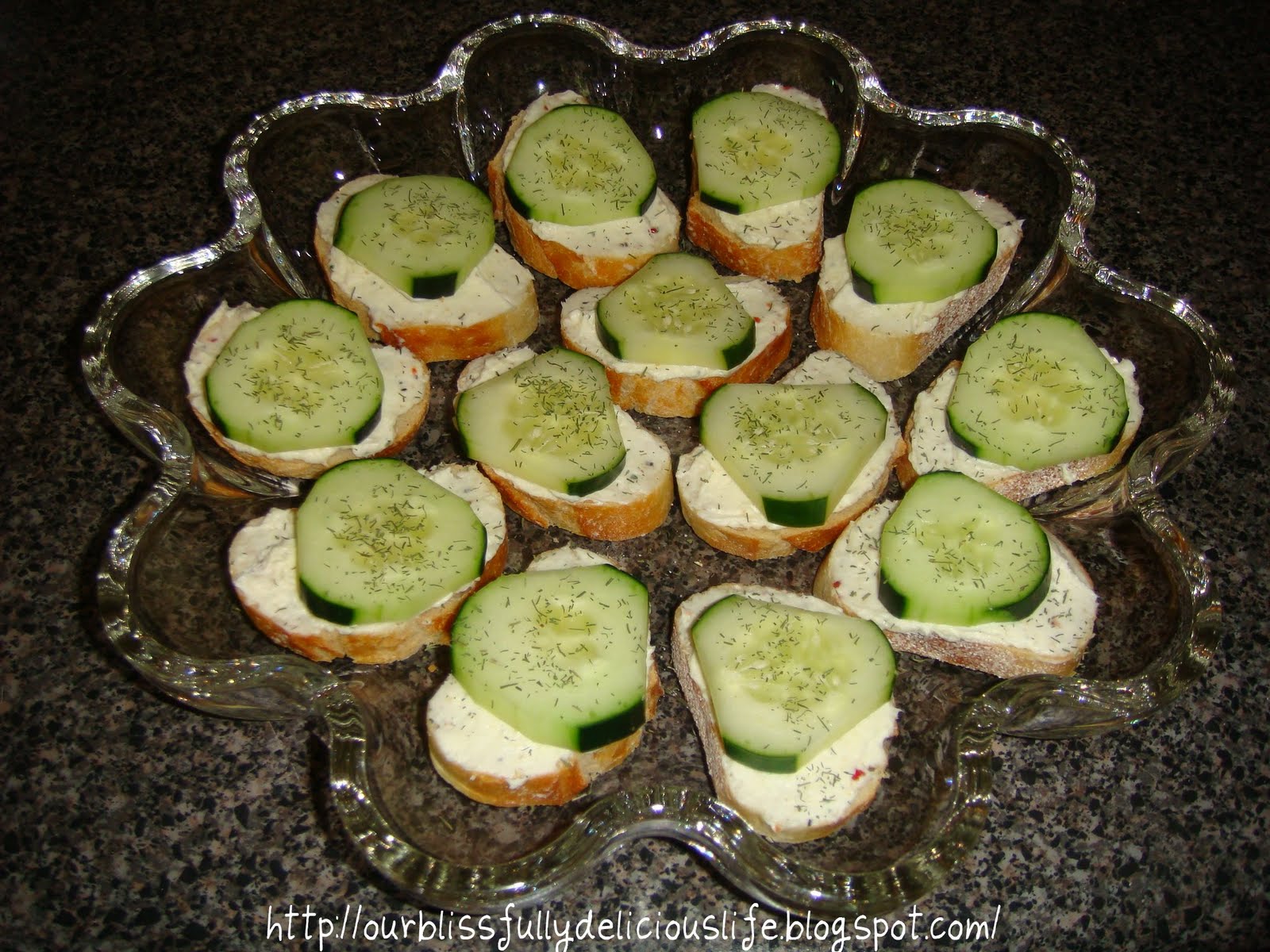 Our Blissfully Delicious Life: Cucumber & Dill Canapes