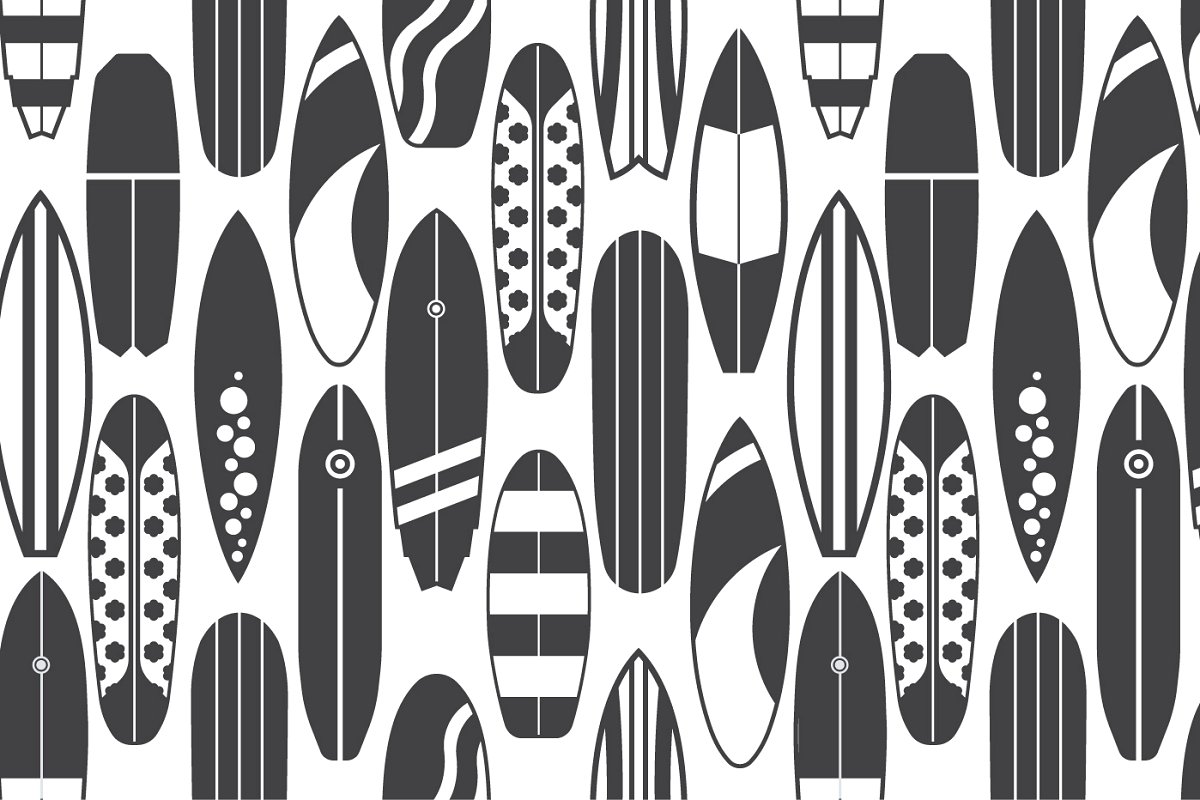 Retro Surfboard Pattern Set (EPS, JPG, AI)
