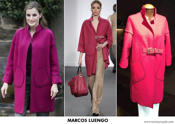Queen Letizia wore Marcos Luengo fuchsia wool coat