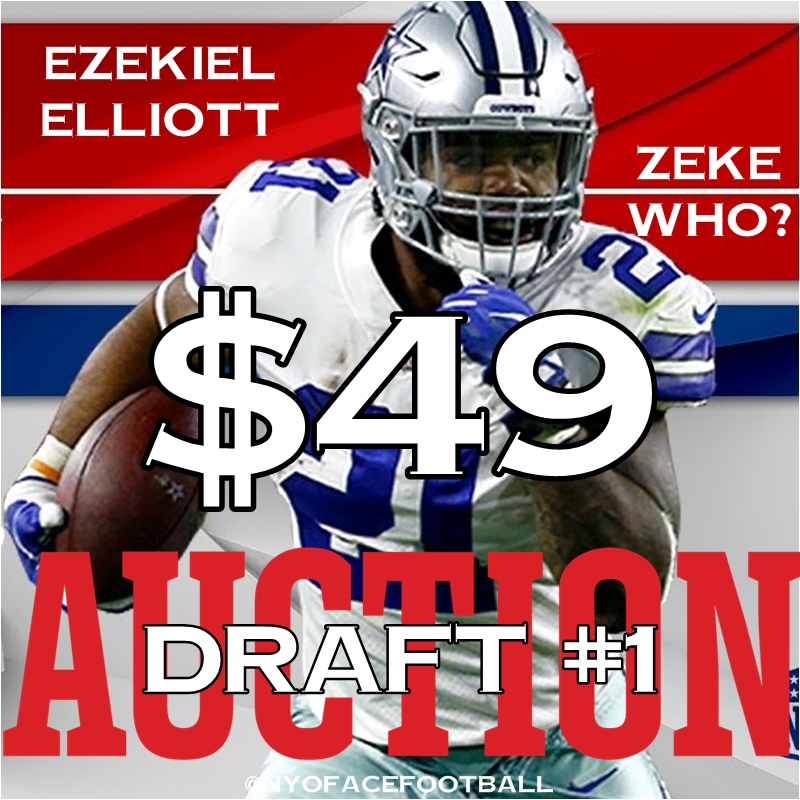 EZEKIEL ELLIOTT SIGNED FIRST IN AUCTION DRAFT FOR 48 AUCTION DRAFT