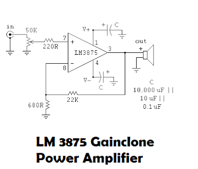 LM 3875 3876 Gainclone Power Amplifier Schematic