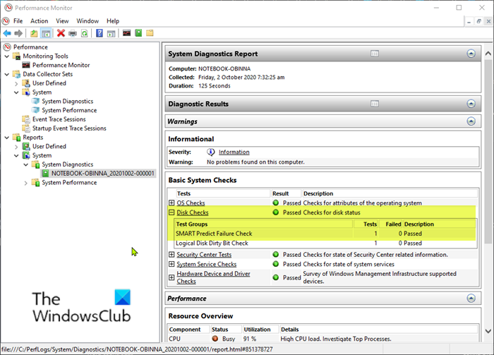 Controleer SMART Failure Predict Status of Drives in Performance Monitor