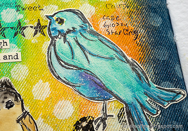 Layers of ink - Denim and Acrylic Paint Background Tutorial by Anna-Karin Evaldsson. Cape Gloss Starling.