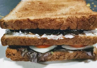 Three layered bread slice sandwich for veg club sandwich recipe