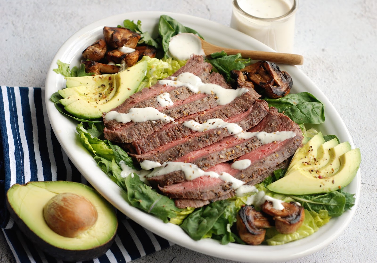 Fleur DeLectable Grilled Steak and Mushroom Salad with Horseradish Ranch