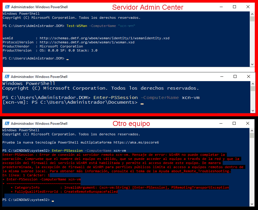 Pantallazos.es Windows Admin Center Preparar equipos cliente (WINRM