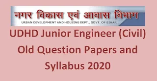 UDHD Junior Engineer (Civil) Old Question Papers and Syllabus 2020